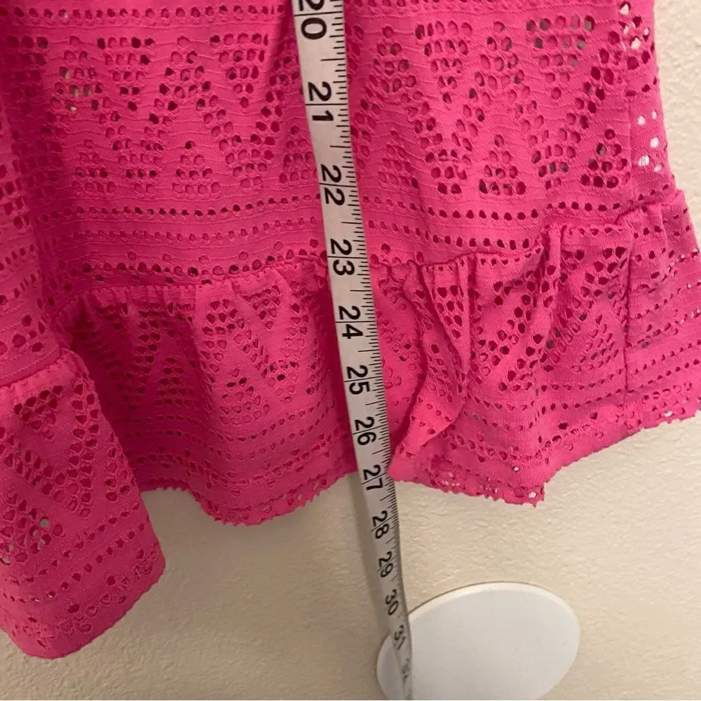 So Breaking Waves Crochet Tie-Front Swim Tunic Cover-Up dress hot pink 7/8